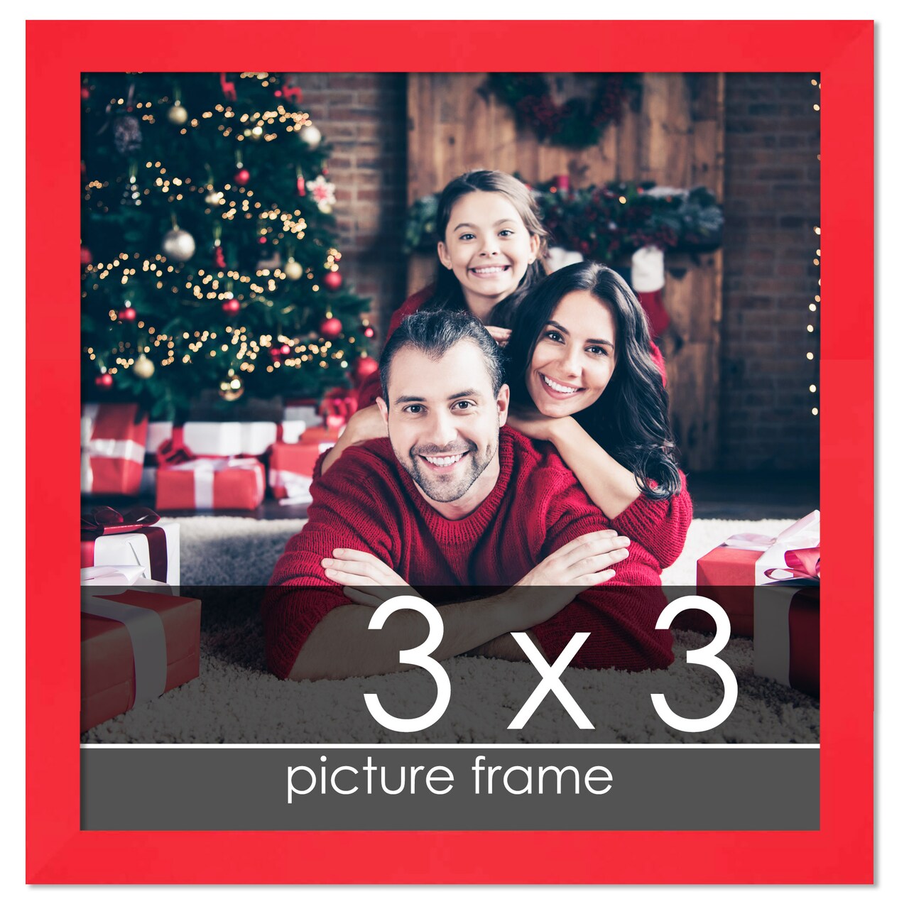 3x3 Classic Modern Red Picture Frame - UV Acrylic, Foam Board Backing, Hanging Hardware